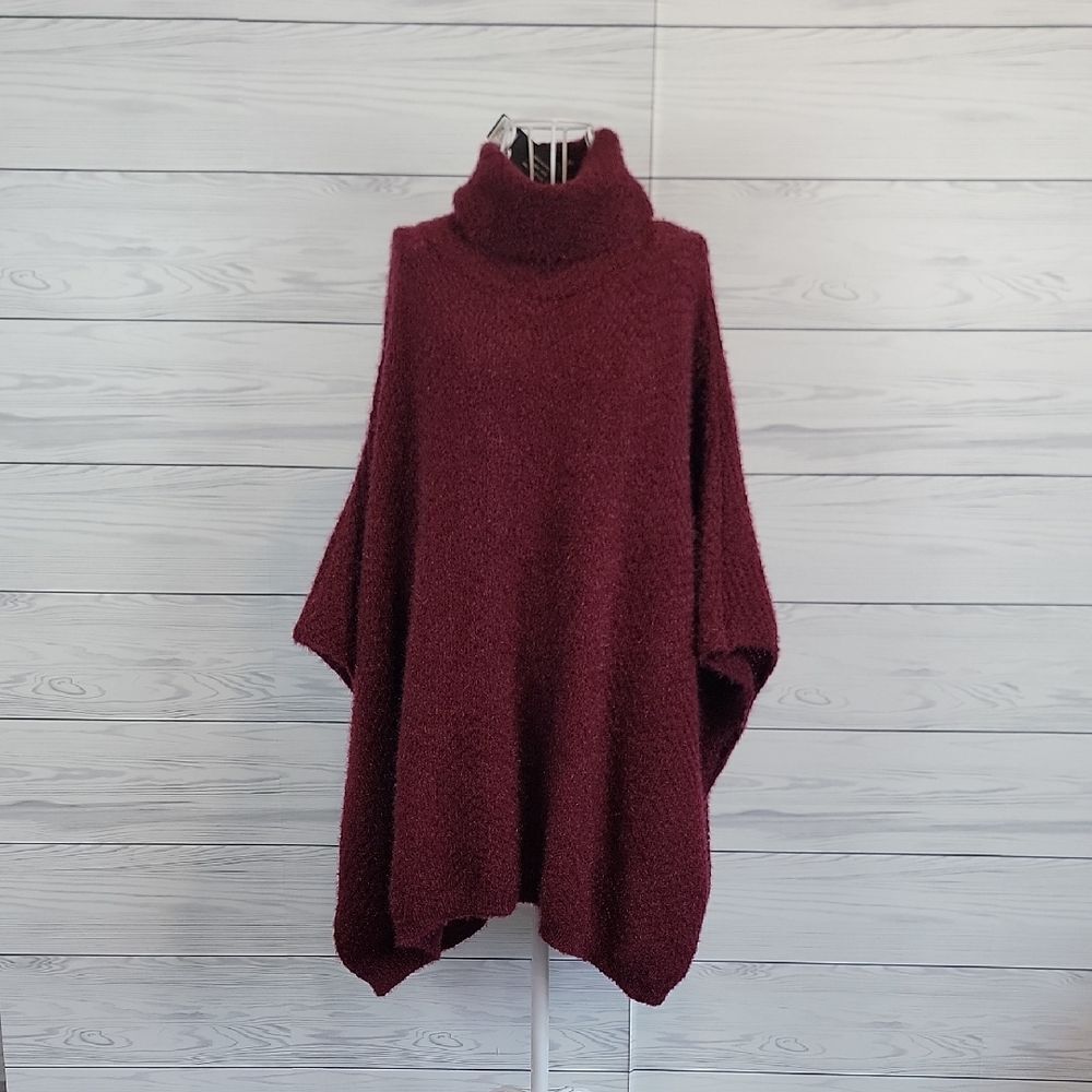 Cejon Women's Burgundy Turtleneck Sweater Relaxed Fit Size XL